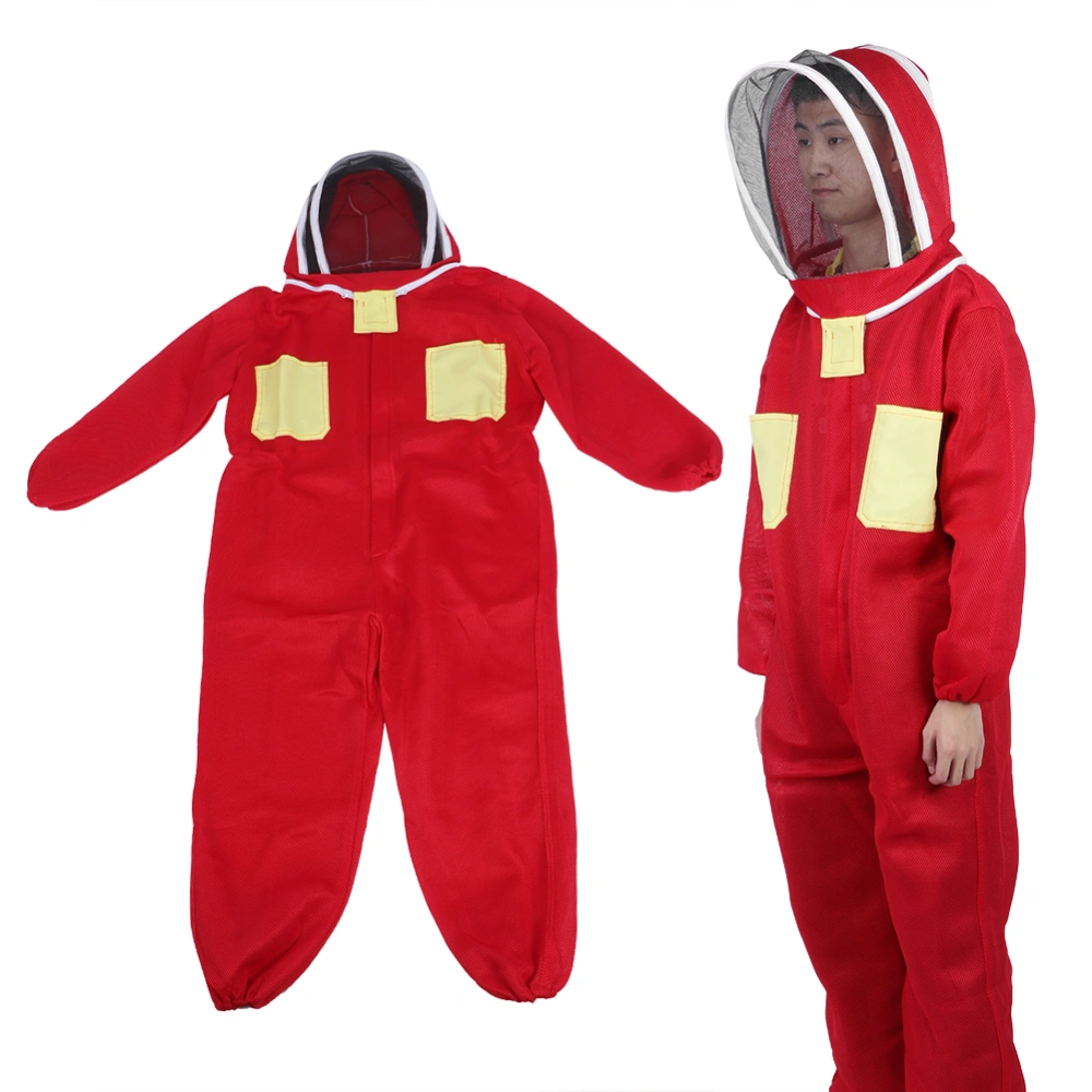 Red Beekeeping Protective Suit with Double Zipper Breathable Bee Suits Accessory for BeekeeperXXL