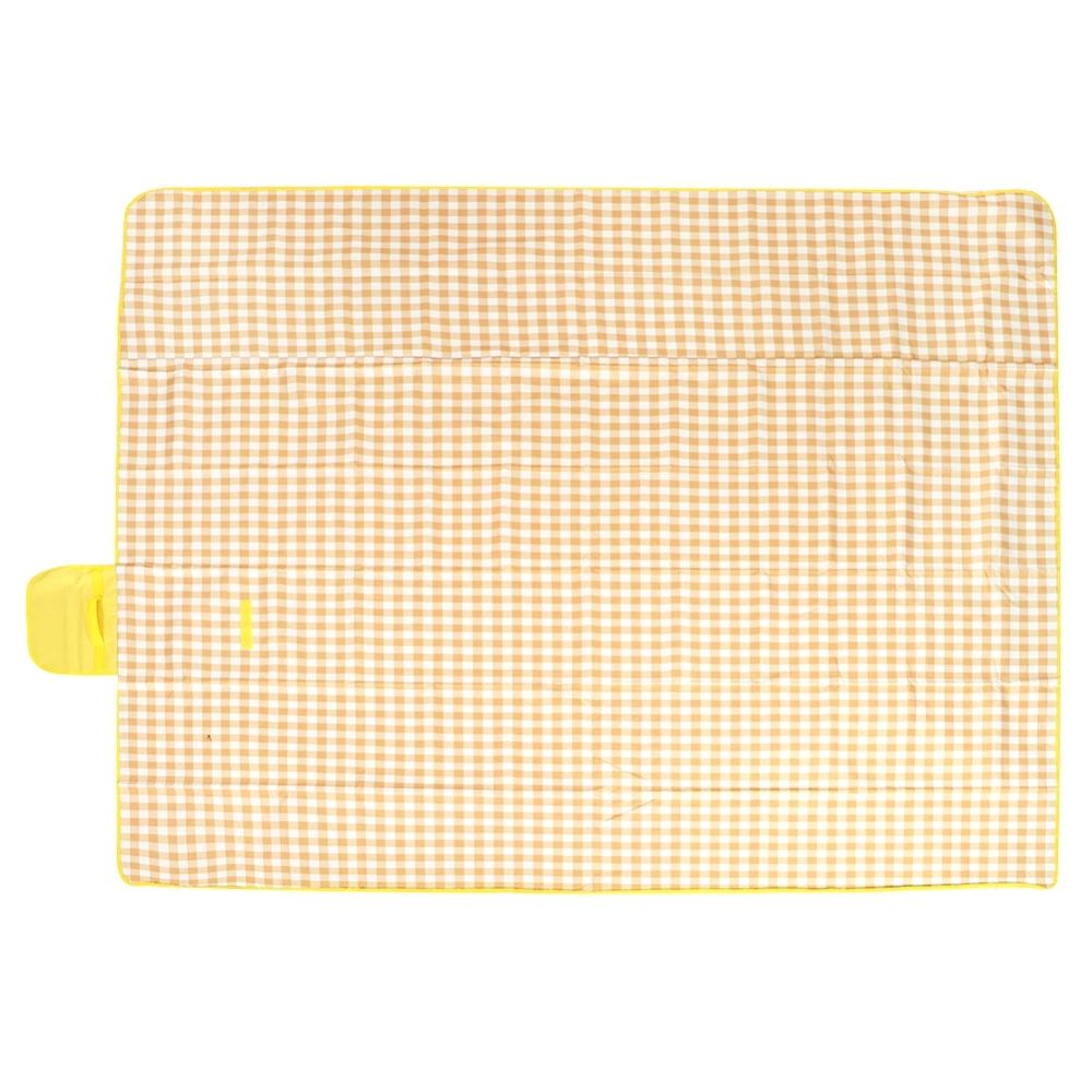 Waterproof Moisture Proof Outdoor Camping Mat Portable Picnic Ground Blanket Pad Yellow Grids(145x200cm )