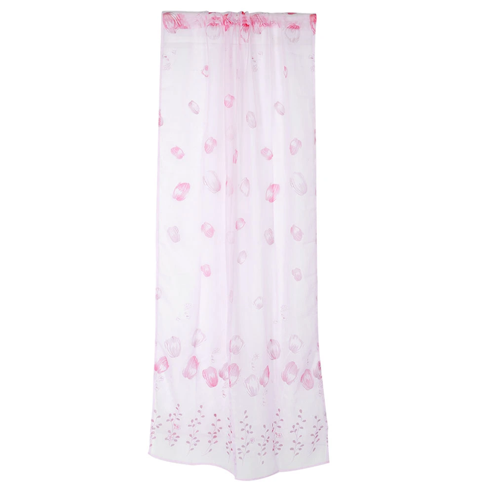 Floral Pattern Window Voile Sheer Curtains Panel for Bedroom Living Room Balcony