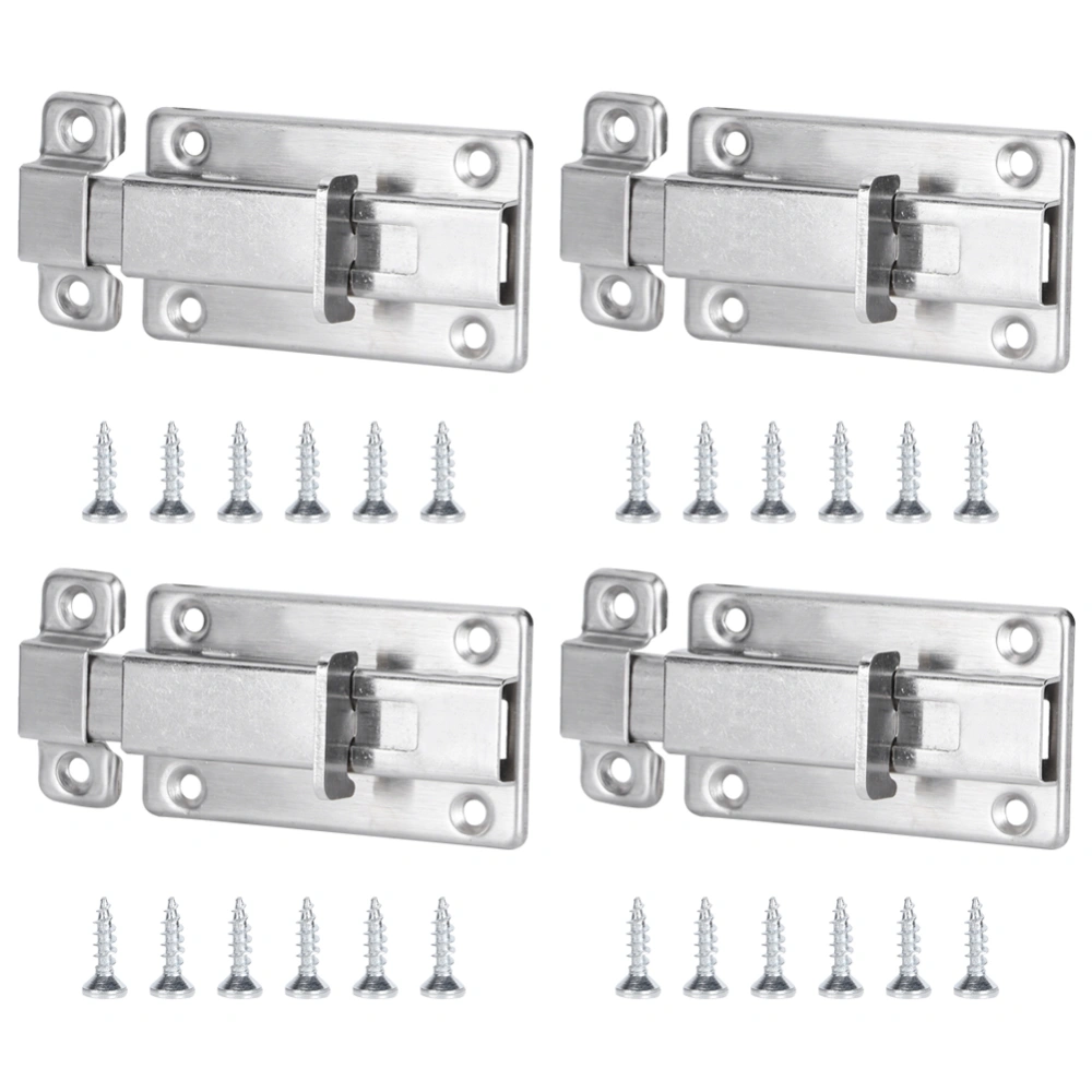 4Pcs Stainless Steel Door Bolt Security Guard Anti Thief Door Latch Hardware Fittings