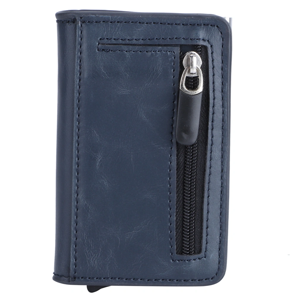 Unisex Portable PU Leather Anti-Theft Wallet Card Bag for RFID Blocking Function Blue