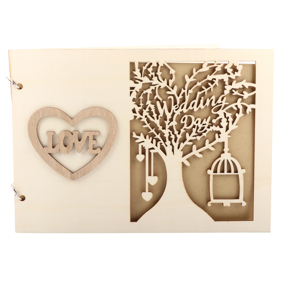 Wooden Wedding Guest Book Album Message Notebook for Wedding Engagement DecorationType 2