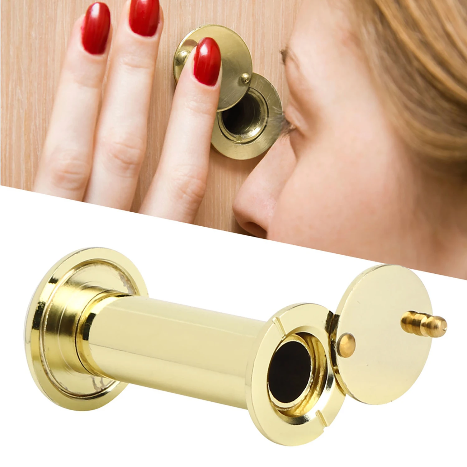 Anti Theft 220 Degree Viewing Angle Safety Door Viewer with Back Cover for Home Use(Gold )