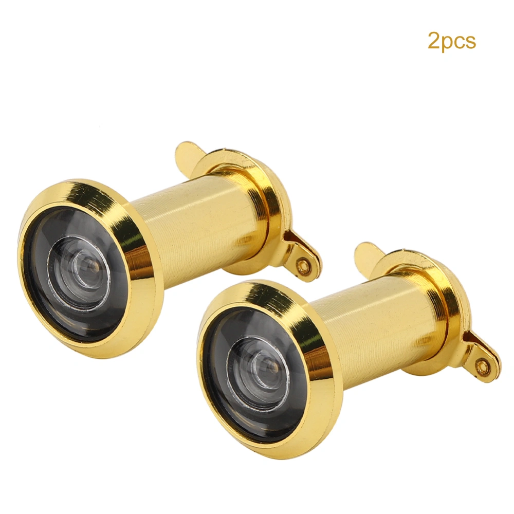 2Pcs 220 Degree Viewing Angle Anti Theft Household Door Viewer with Back Cover Home Security(16mm Gold )