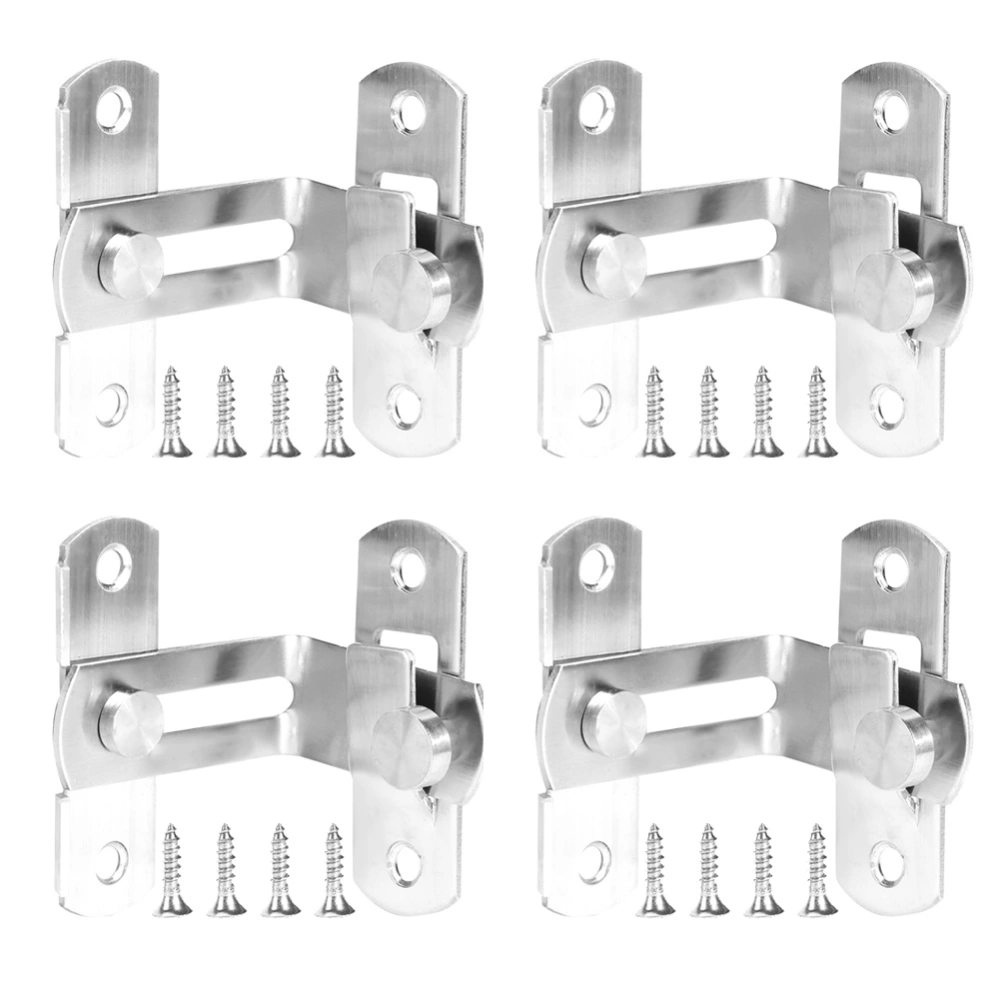 4 Set Stainless Steel 90 Degree Buckle Bolt Right Angle Door Latch for Anti Theft Room