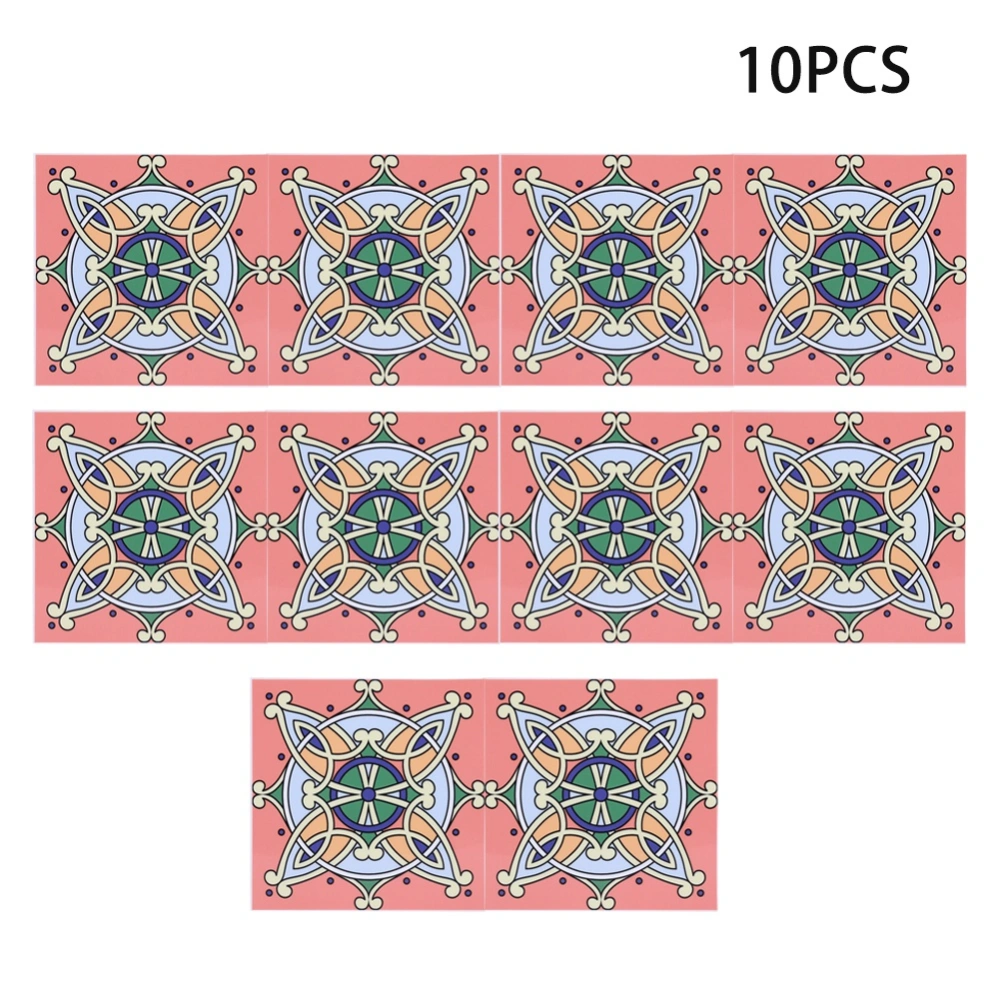 10Pcs/Set 15x15cm Unique Pattern Tile Sticker Decorative Floor Wall Sticker for Home KitchenType 3