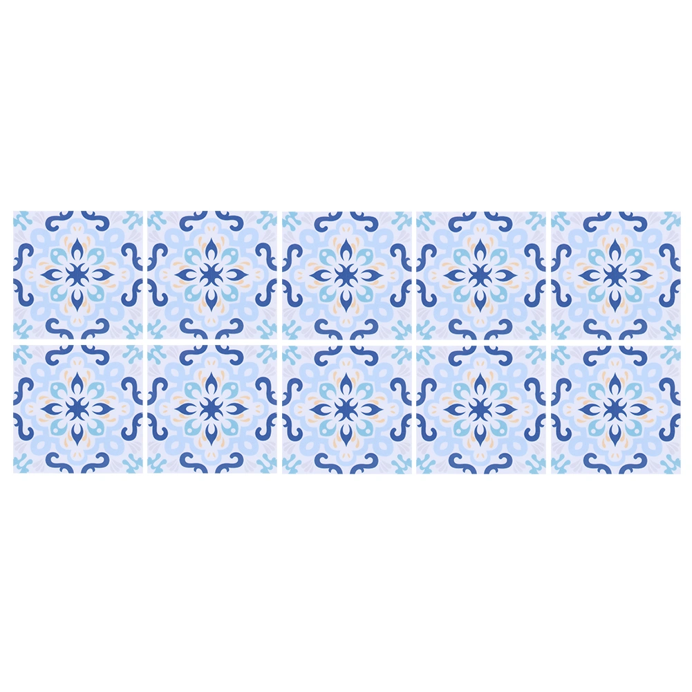 10pcs Unique Flower Pattern Self-adhesive Bathroom Kitchen Wall Tile StickerType 8