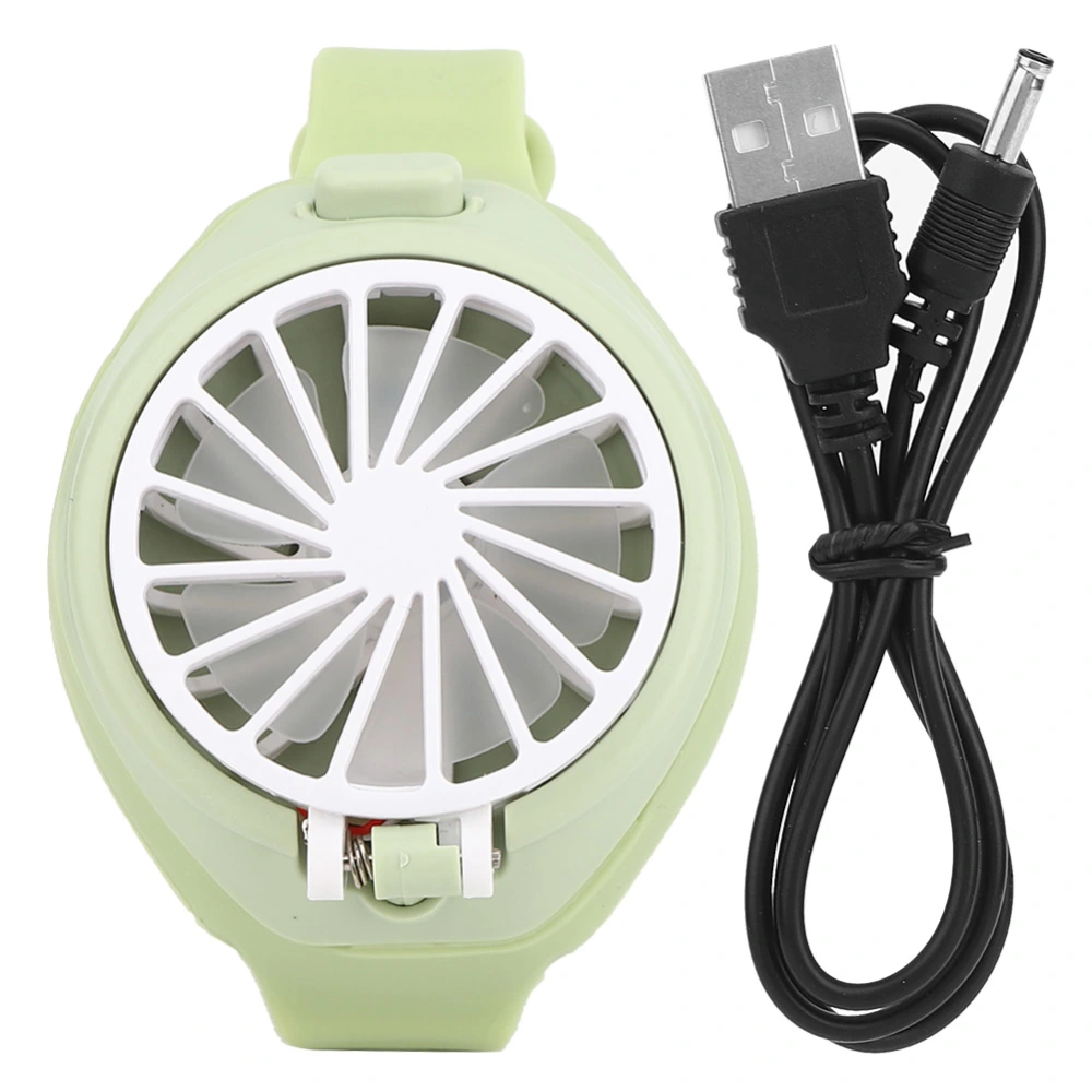 Portable Watch shaped Fan USB Rechargeable Electric Cooling Fan for Outdoor Traveling Camping(Green )