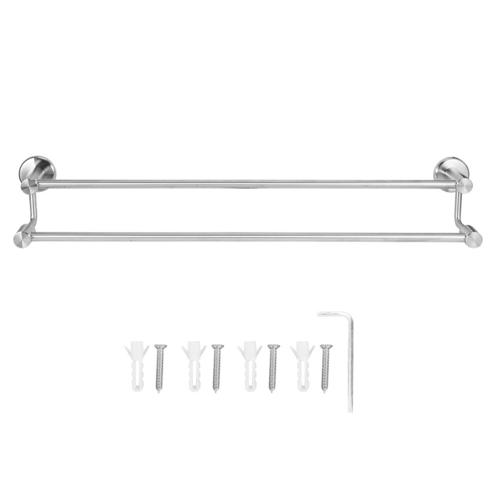 304 Stainless Steel Double-Layer Towel Bar Towels Storage Rack Hanger 60cm Bathroom Accessory