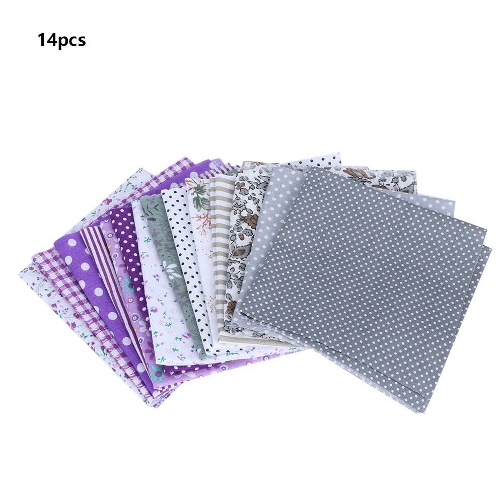 25x25cm 14Pcs Various Beautiful Printed Pattern Cotton Cloth Sewing Fabric DIY Material