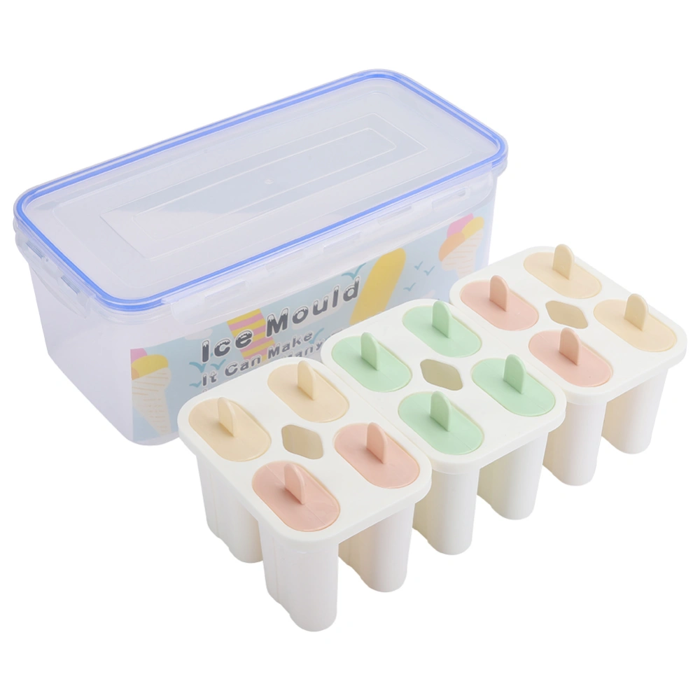 Household PP Ice Cream Mold Sealing Box Kits with Lid DIY Mold Tool Kitchen Utensils3.3L Box with Buckle, 12Pcs Ice Cream Mold