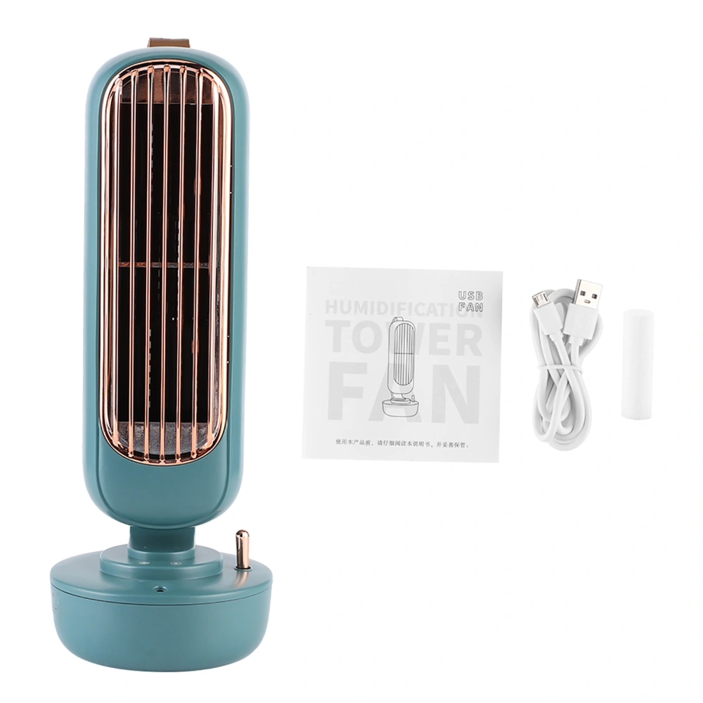 Portable Mini Vintage Tower shape Humidification Table Fan USB Spraying Fans for Office Home(Green )