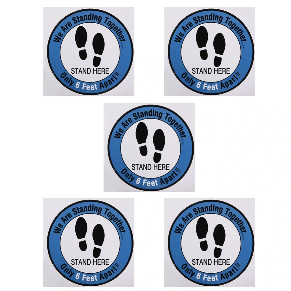 5PCS Social Distancing Ground Sticker Distance Marker Floor Signs Decal for School Market Public AreaDark Blue