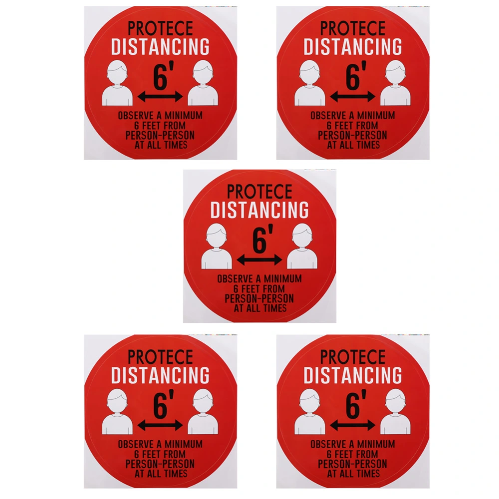 5PCS Social Distancing Ground Sticker Distance Marker Floor Signs Decal for School Market Public AreaOrange