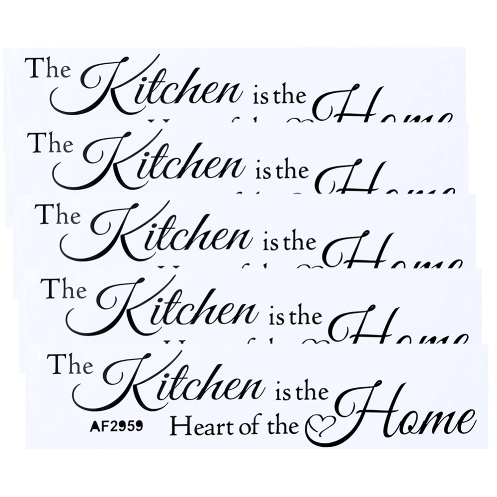 5Pcs Home Decoration Self Adhesive Wall Stickers DIY English Letters Pattern Removable Kitchen Wallpaper Black