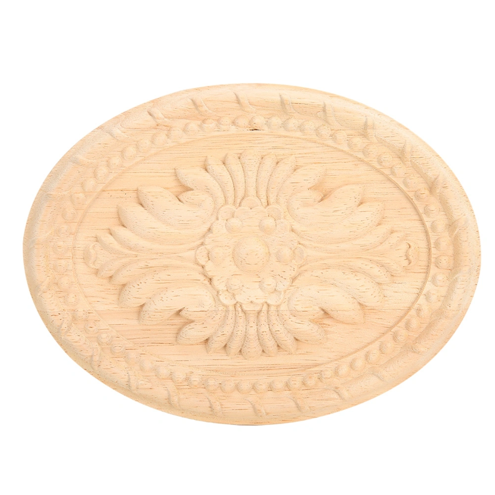 Wooden Carved Onlay Applique Oval Carving Decal Unpainted Home Furniture Decor