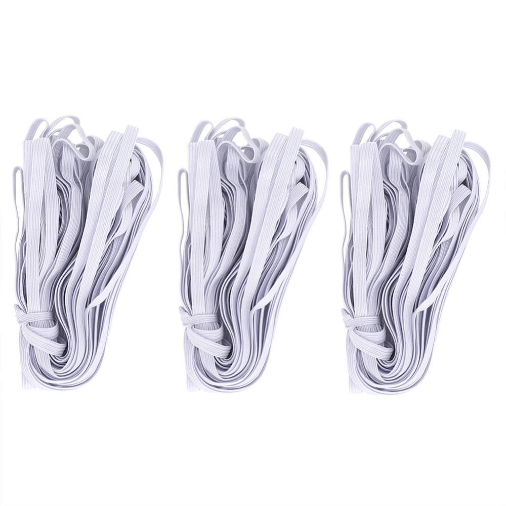 3 Bags 0.6cm 10m/32.8ft Flat Elastic Rope Cord Bands for Clothing Sewing DIY Craft ProjectWhite