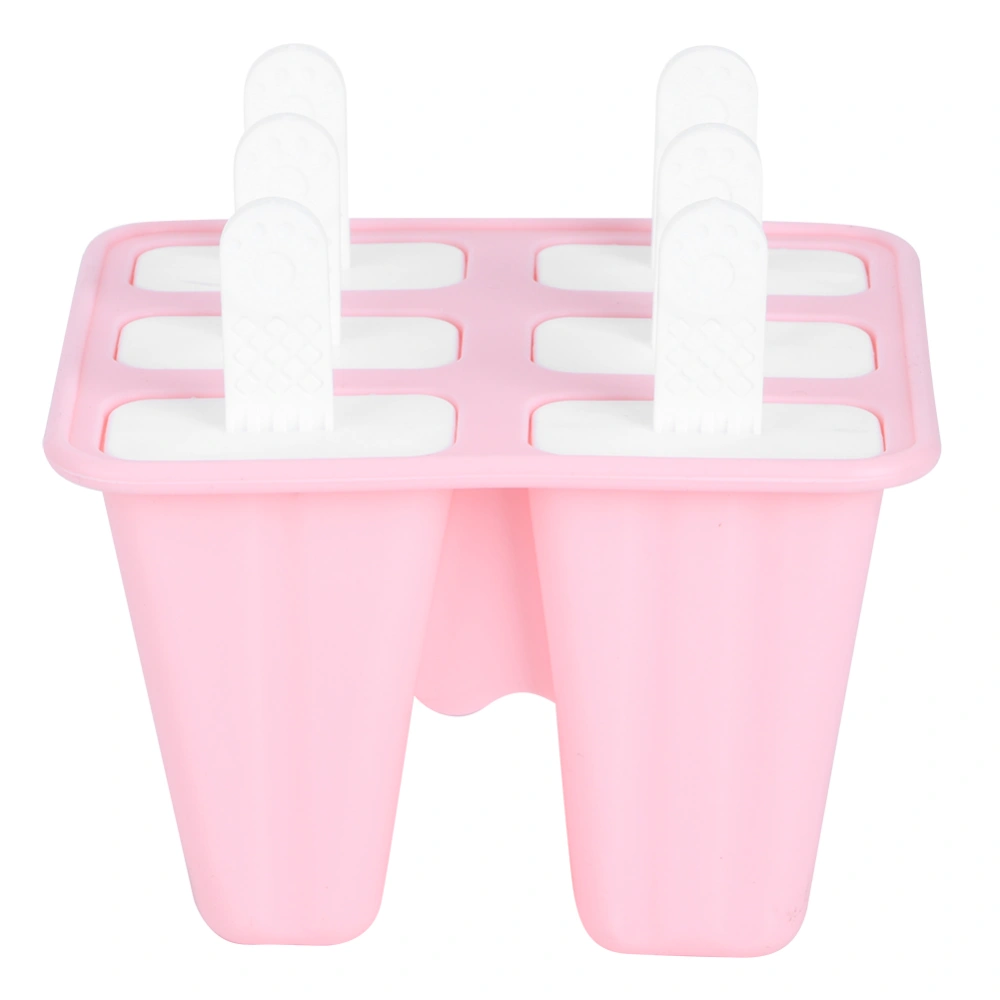 Household Pink Silicone Ice Cream Molds DIY Making Mold Tool with handles Kitchen Supplies6 Ice Cream Mold