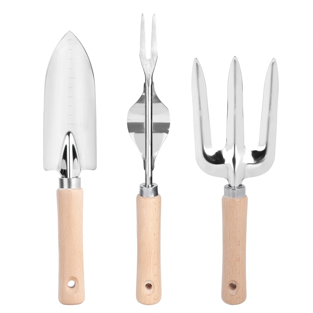 3Pcs/Set Stainless Steel Garden Shovel Trowel Rake Digging Tool Flower Plant Gardening Hand Tools