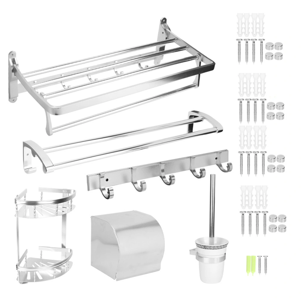 Space Aluminum Wall Mounted Bathroom Storage Shelf Towel Rack Tissue Box Set Accessories