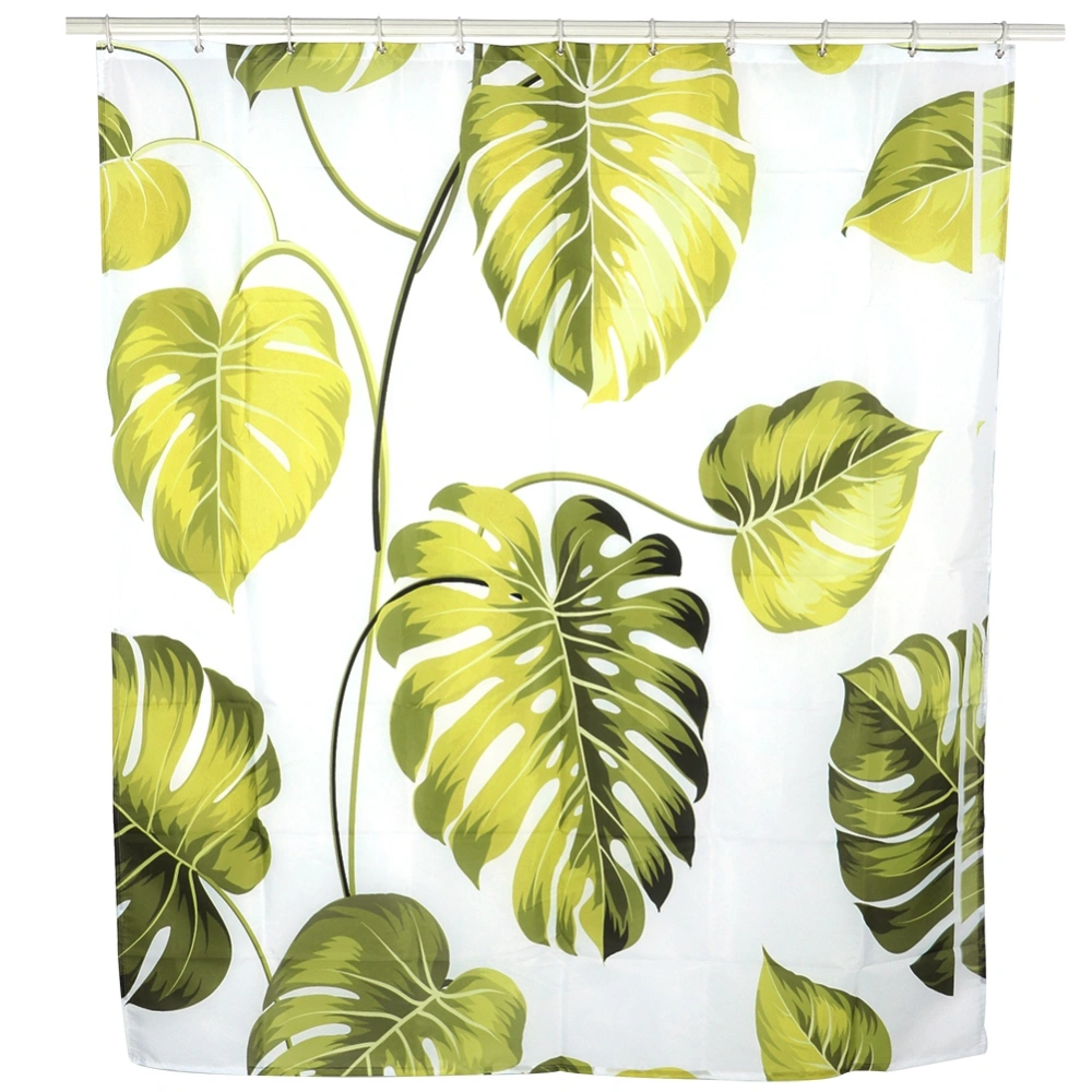 Household Punch Free Water Proof Mildew Proof Bath Shower Curtain Decoration Bathroom Accessory(Tropical Leaves Pattern 180x180cm)