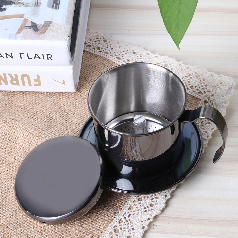 Portable Stainless Steel Coffee Drip Filter Coffee Maker Pot for Home Kitchen Office Outdoor UseBlack