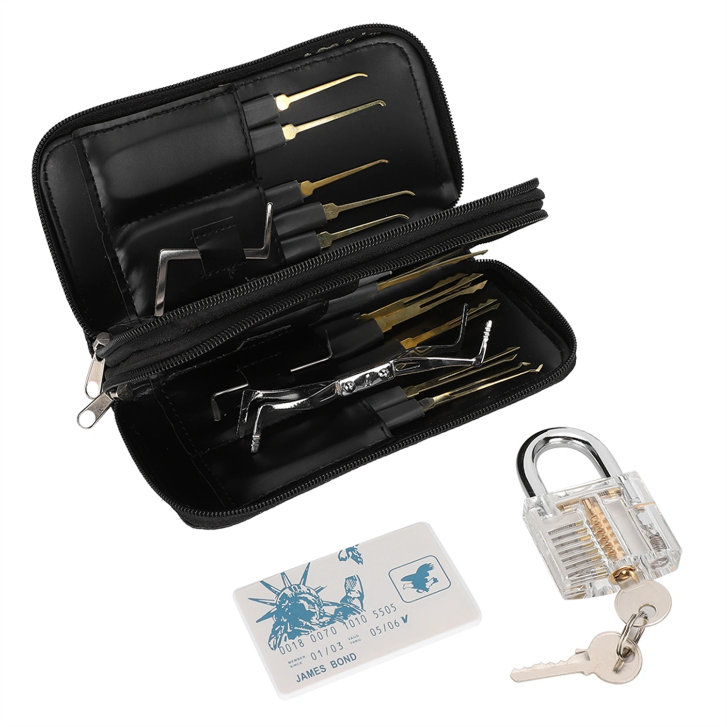 30Pcs Lock Pick Set Transparent Padlock Unlocking Tool Kit Locksmith Practice Tool Accessory
