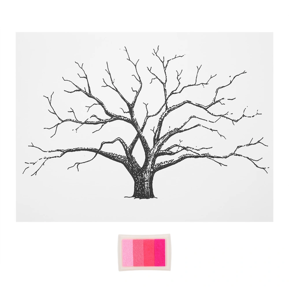 30x40cm DIY Wedding Party Fingerprint Painting Guestbook Signature Tree Home Decor with Inkpad