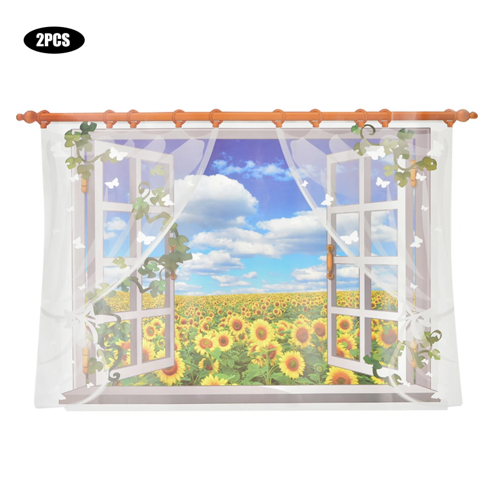 2Pcs Household Sunflower Landscape Wall Sticker Decals DIY Wallpaper Sticker Decoration