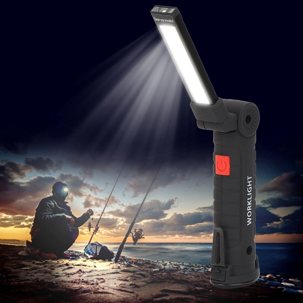 Portable LED Flashlight Torch with Magnet USB Rechargeable Working Lamp