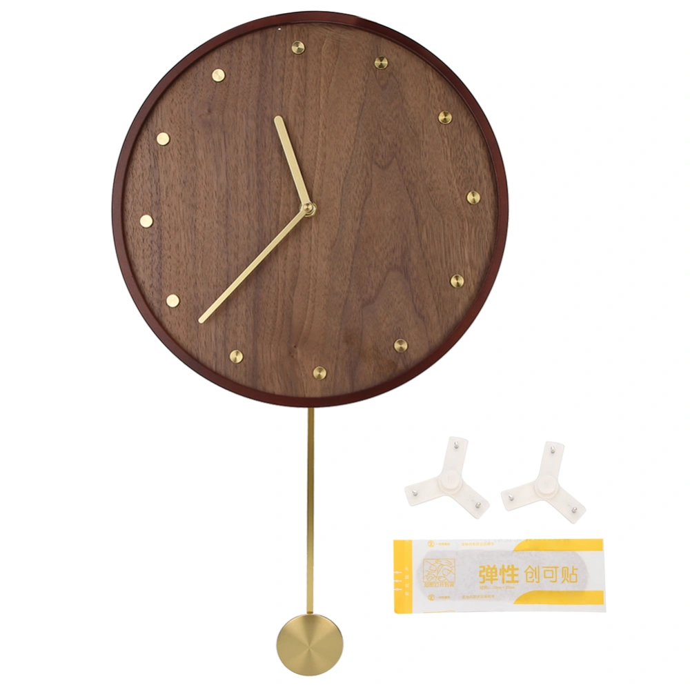 Stylish Simple Style Silent Wood Wall Clock Brass Scale Hanging Clock Home Office Decoration