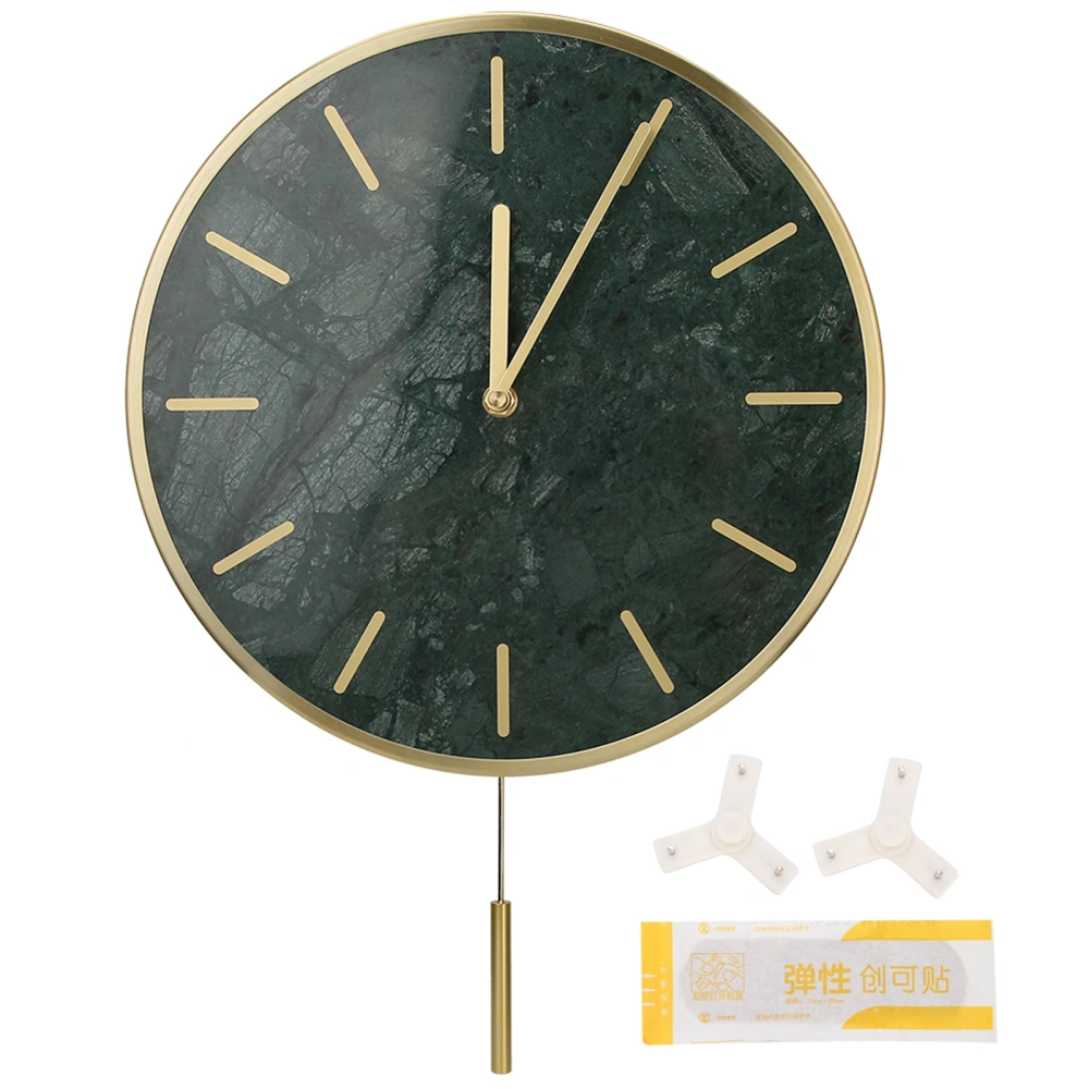 Simple Style Marble Wall Hanging Clock Silent Movement with Pendulum for Home Office Use