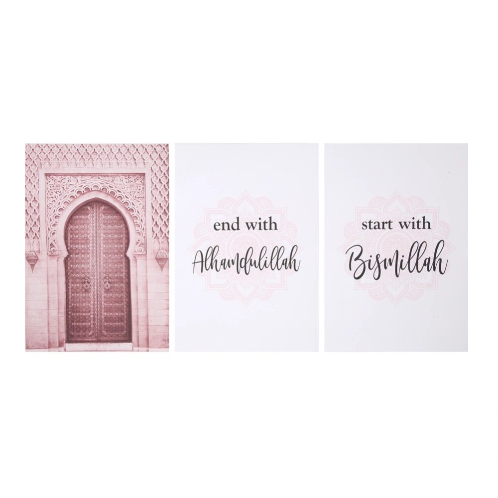 3Pcs 21x30cm Muslim Style Door Canvas Painting Wall Art Picture Poster for Living Room Bedroom