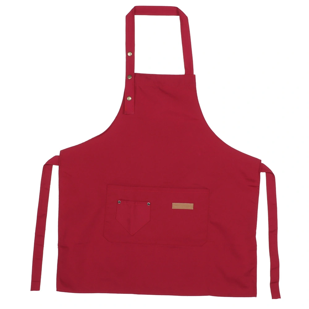 Comfortable Cotton Waiter Waitress Working Apron Household Kitchen Cooking Apron with PocketsRed