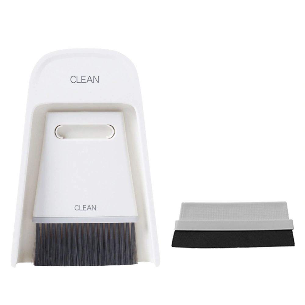 Portable Mini Broom Dustpan Set Household Desktop Cleaning Brush Wiping Cleaning Tool KitGray White