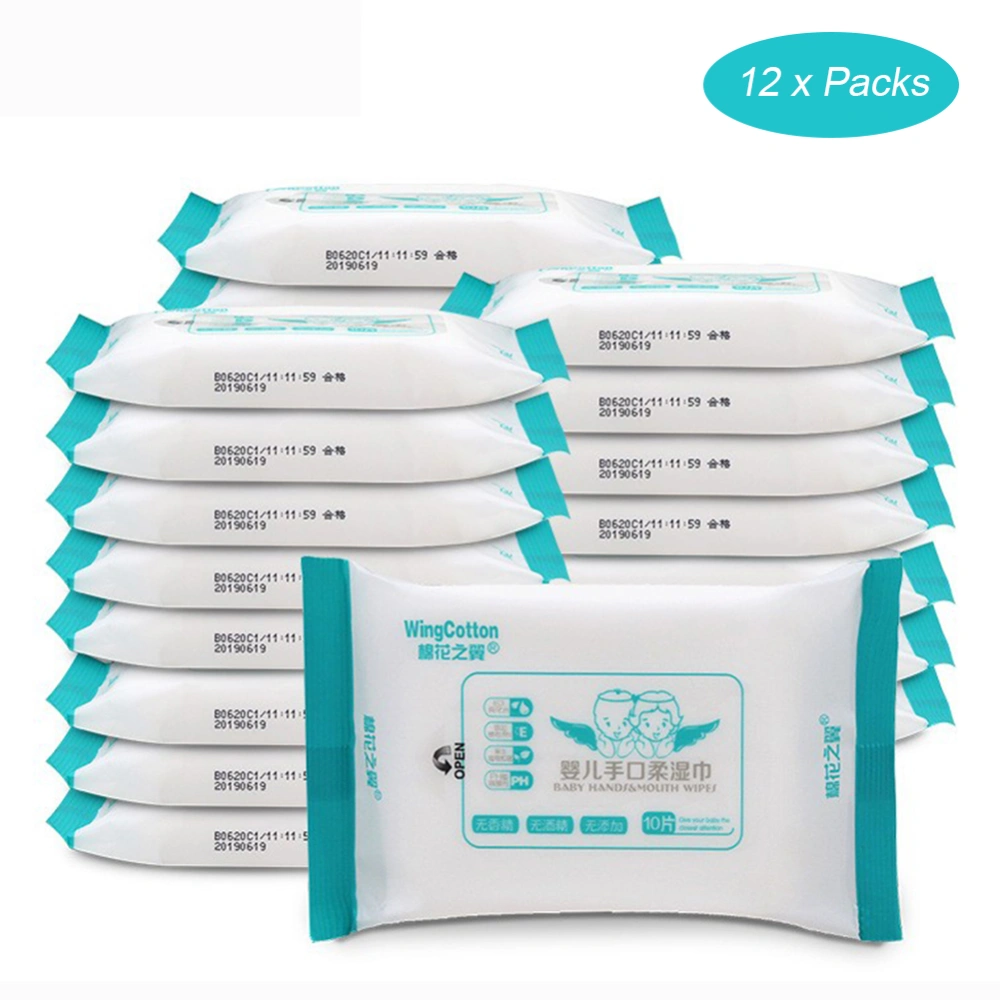 Disposable Wet Wipes Moisturizing Soft Cotton Tissues Cleaning Baby Infant Safety12 Packs