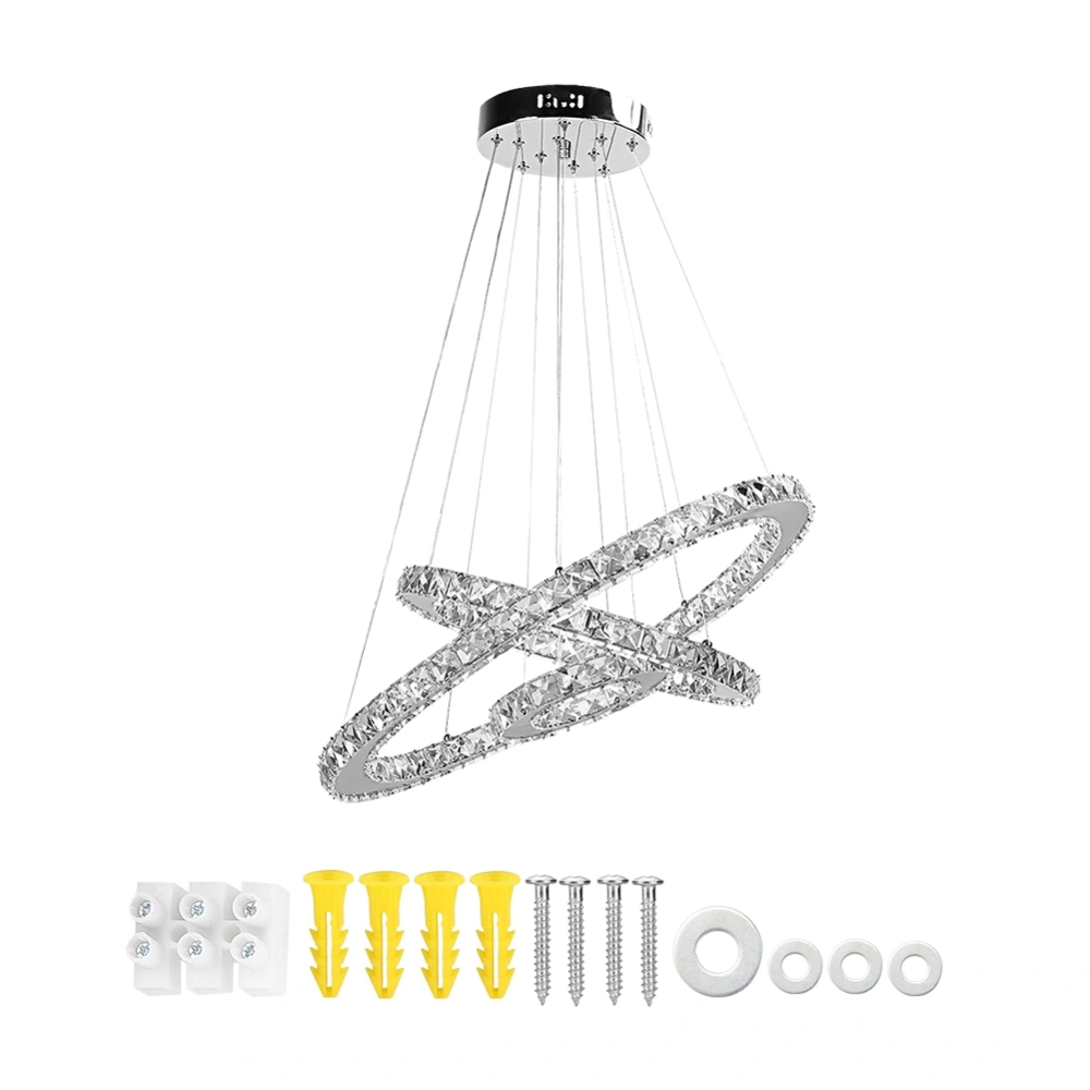 85-265V Modern Stainless Steel LED Pendant Light K9 Crystal Ceiling Lamp 30+50+70