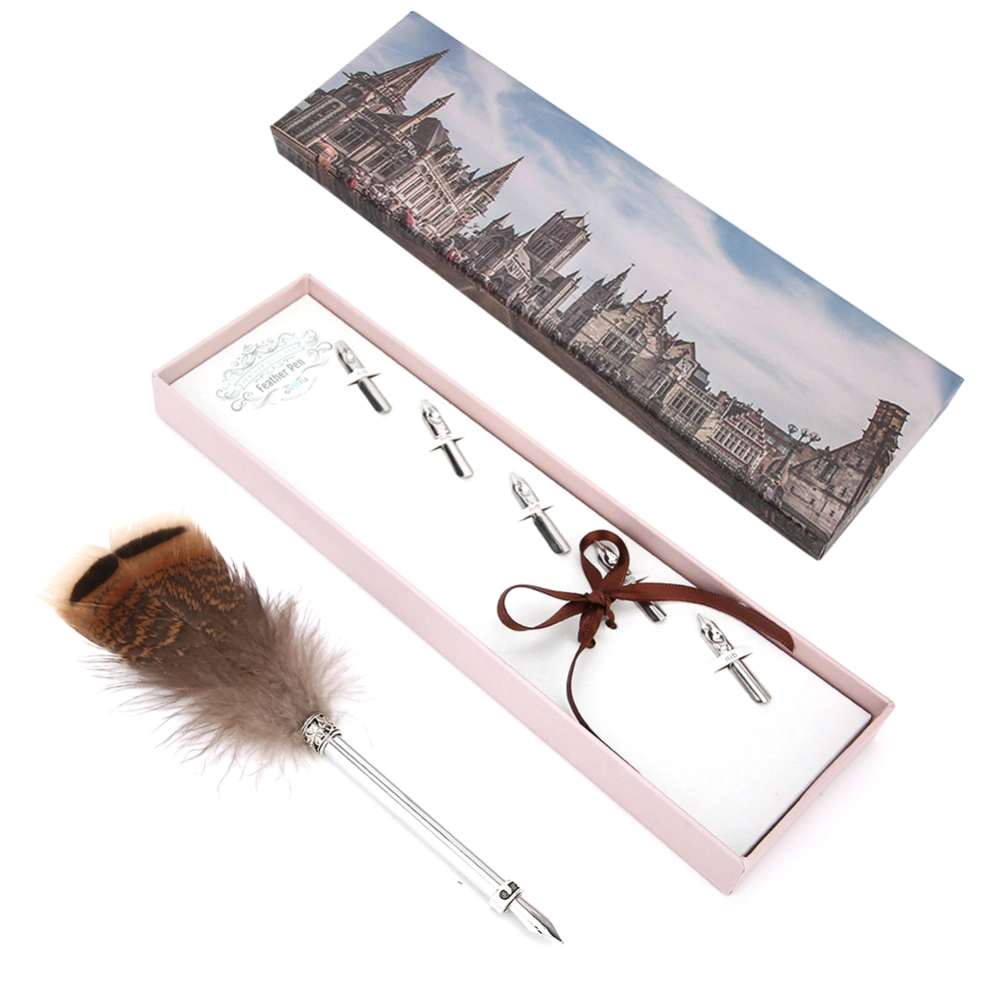 Vintage Style Calligraphic Feather Pen Kit Business Gift Student Pen Gift Box Table DecorationType 2