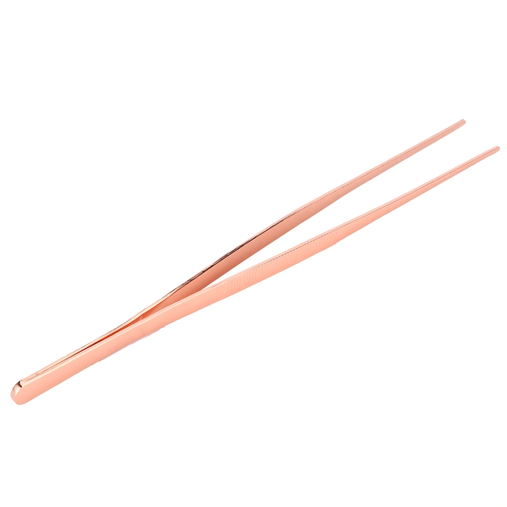 Stainless Steel Kitchen Tweezer Food Clip with Serrated Tip Cooking Tool for Home UseRose Gold