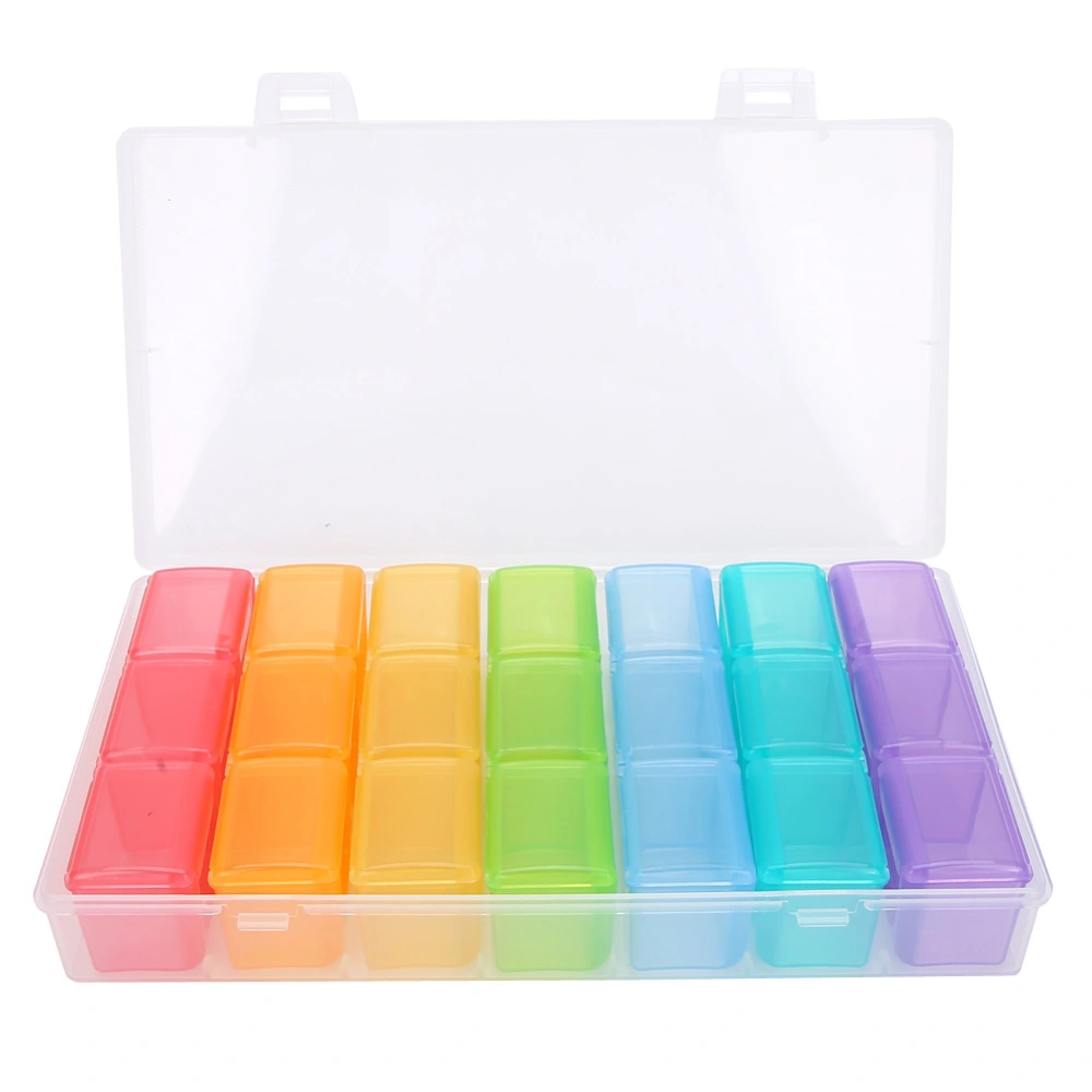 21 Grids Colorful Portable Mini Weekly Medicine Box Tablets Storage Case Container Organizer