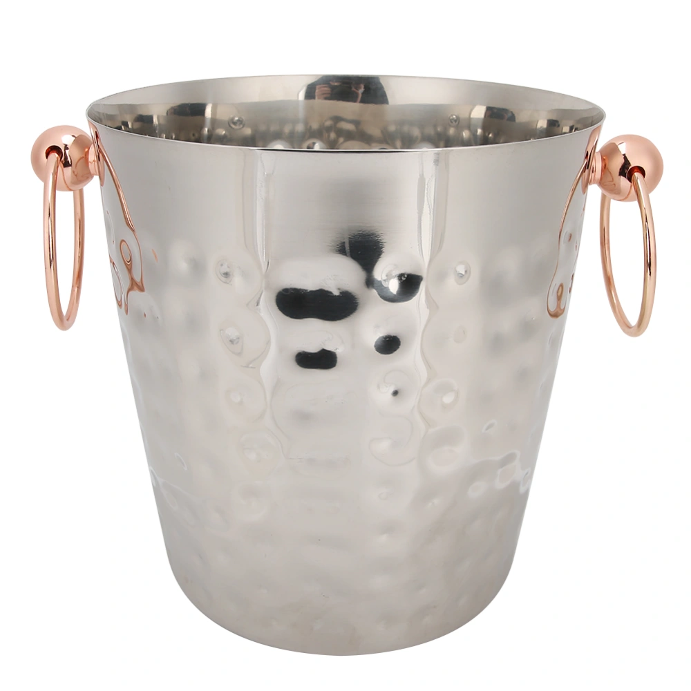 3L Portable Stainless Steel Ice Bucket Container Champagne Barrel with Handle for Home Bar Use