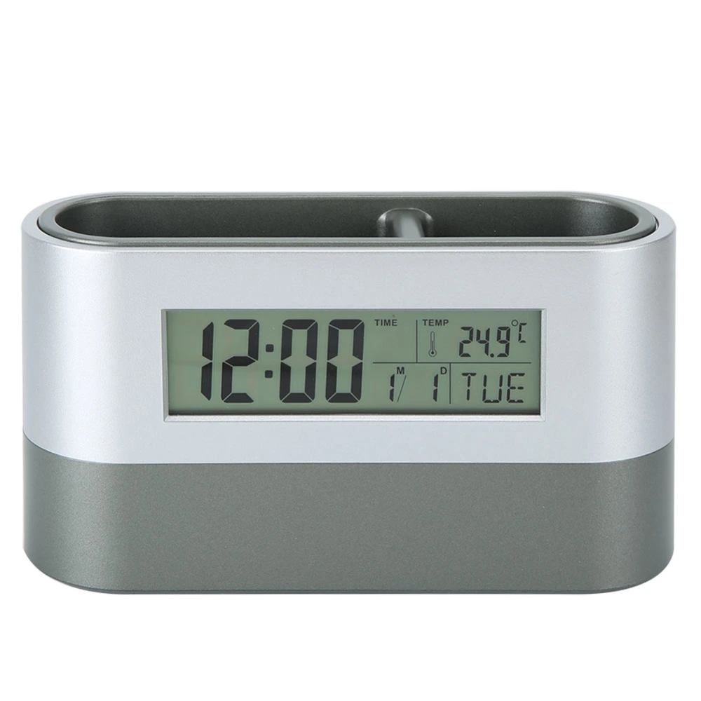 Innovative Pen Holder LCD Digital Electronic Clock with Perpetual Calendar Temperature Display