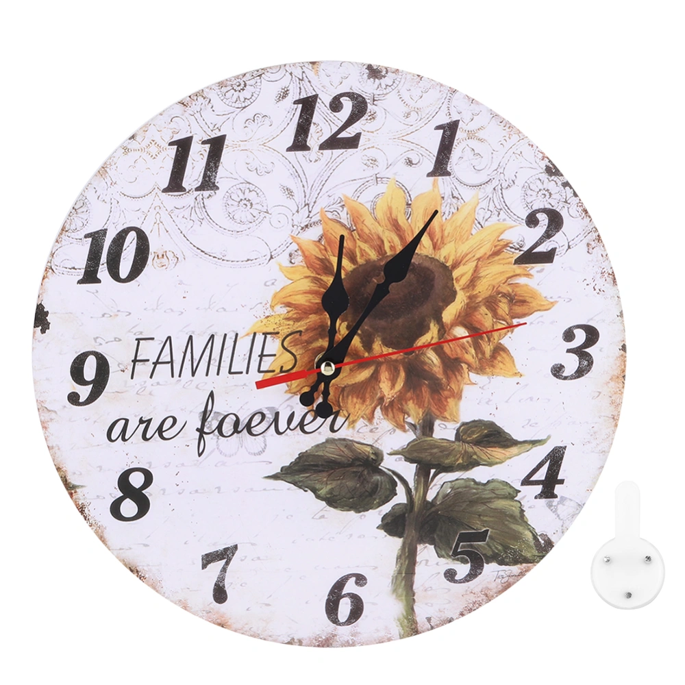 30cm Beautiful Sunflower Pattern Wall Clock Household Office Coffee Shop Hanging Decoration