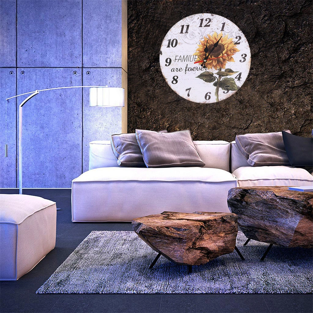 30cm Beautiful Sunflower Pattern Wall Clock Household Office Coffee Shop Hanging Decoration
