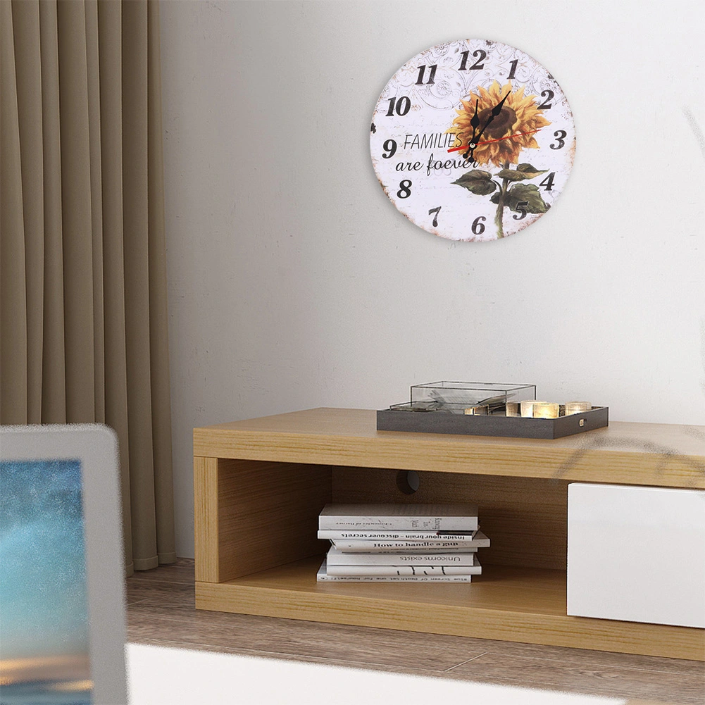 30cm Beautiful Sunflower Pattern Wall Clock Household Office Coffee Shop Hanging Decoration