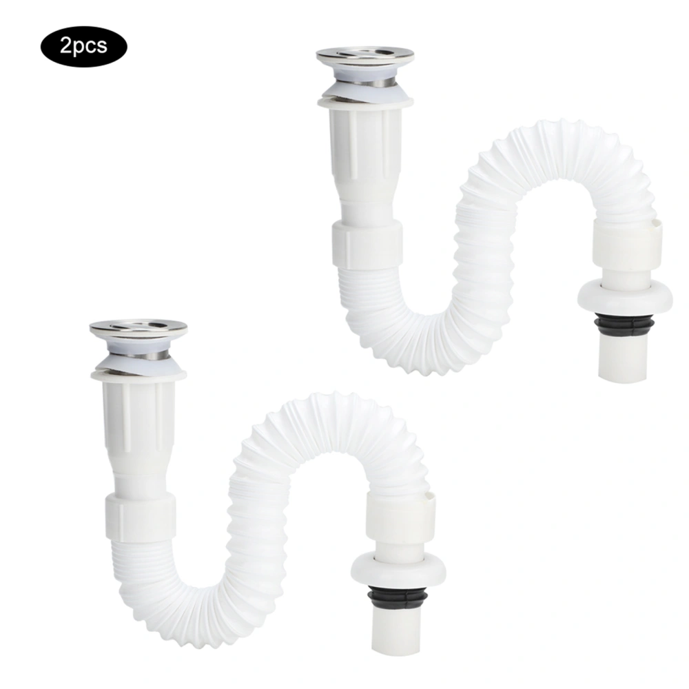 2Pcs Flap Type Flexible Bathroom Basin Water Drain Hose Pipe Draining Accessories