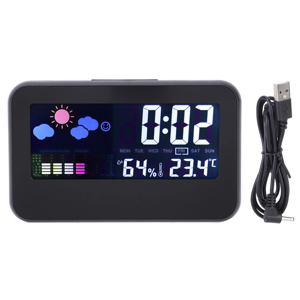 Electronic Alarm Clock Temperature Humidity Weather Clock Support for Voice Control Backlight