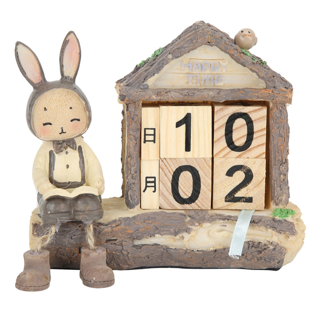 Cute Cartoon House Rabbit Calendar Decor Ornament for TV Cabinet Wedding Living Room BedroomBoy Rabbit