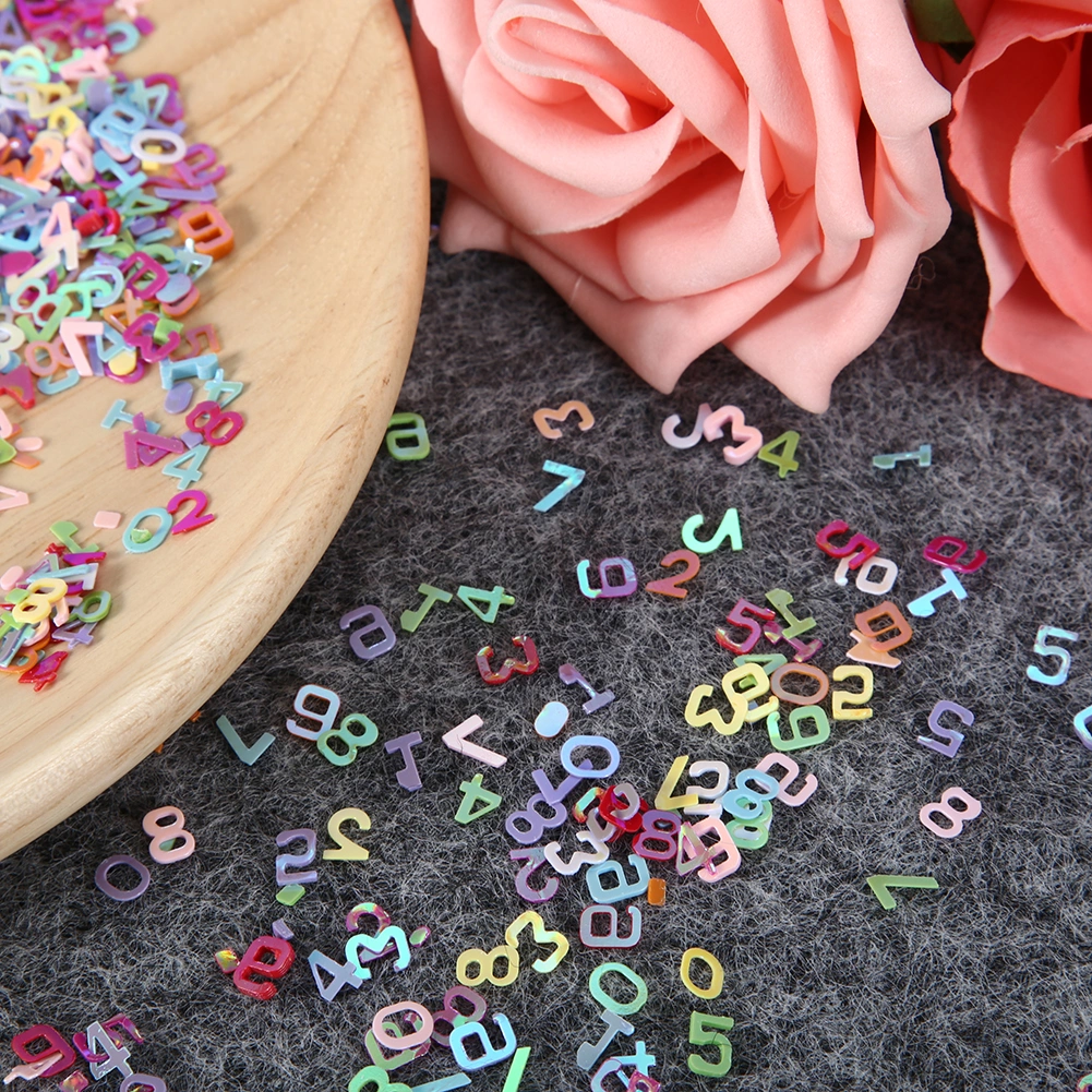 60g/Bag Colorful Sequin Birthday Wedding Party Confetti Nail Decor DIY Material Accessories0-9 Number Mixed Color