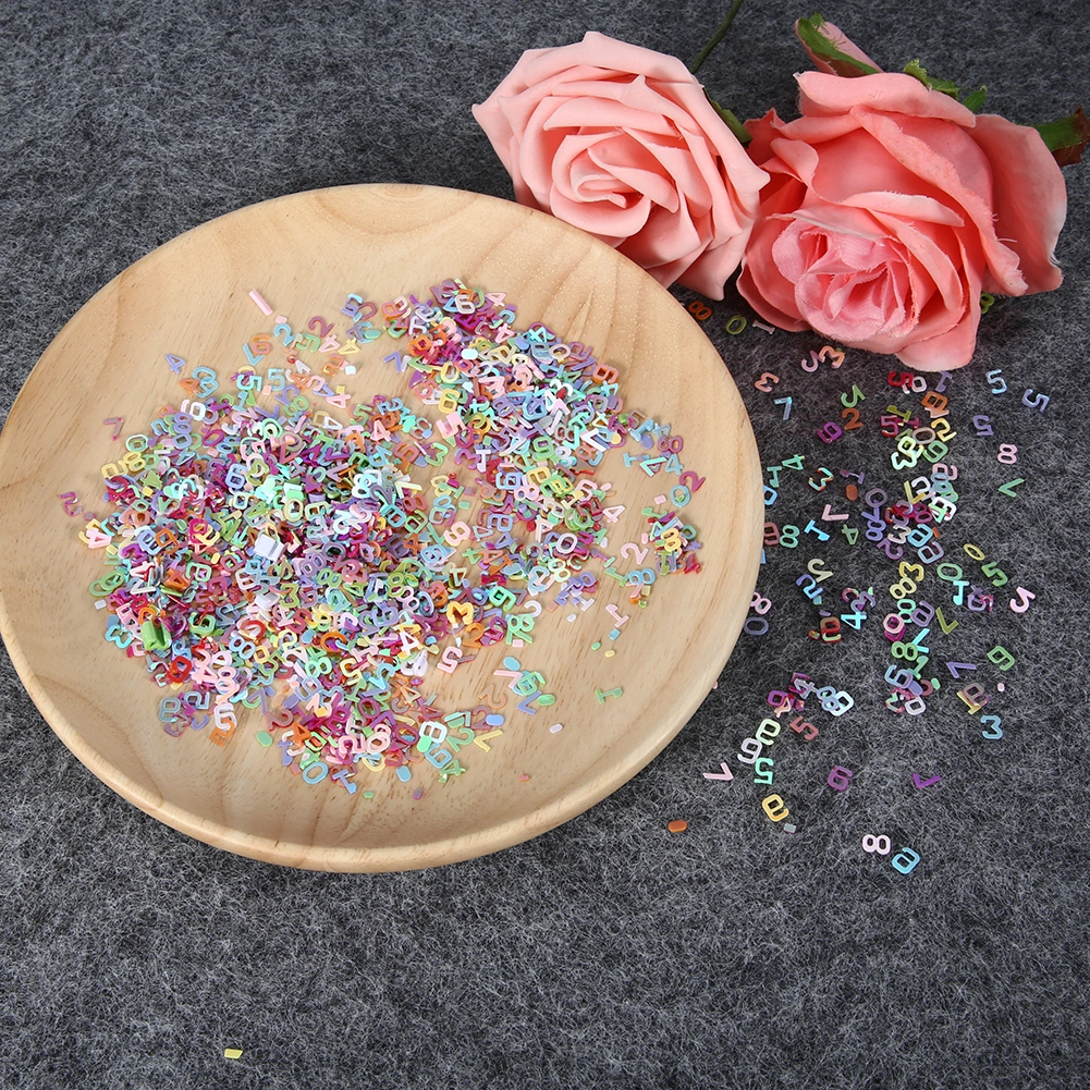 60g/Bag Colorful Sequin Birthday Wedding Party Confetti Nail Decor DIY Material Accessories0-9 Number Mixed Color
